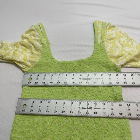 Free People Green Marigold Smocked Crop Top Size Small Medium See Measurements - Picture 6 of 10